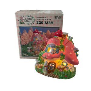 Vintage 1996 Cottontale Cottages Egg Farm Light Up House Village Piece Easter
